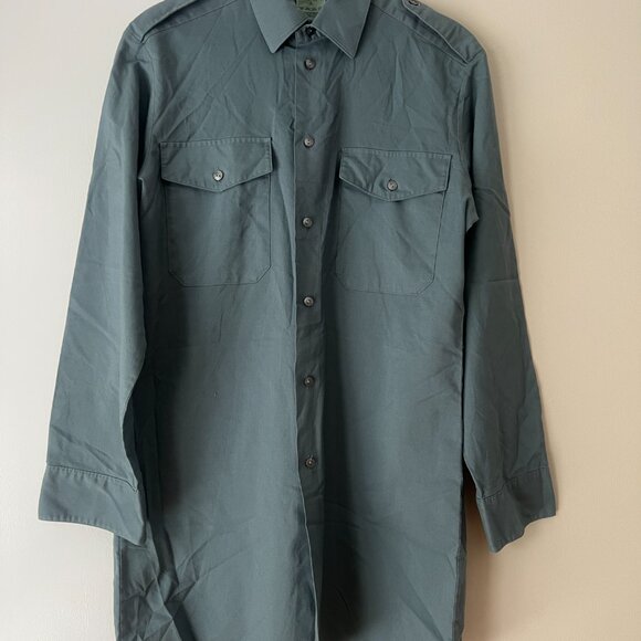 Vintage Lutteurs Long Military Workwear Shirt Size 40/62 Swiss Army Minimalist - Picture 4 of 12